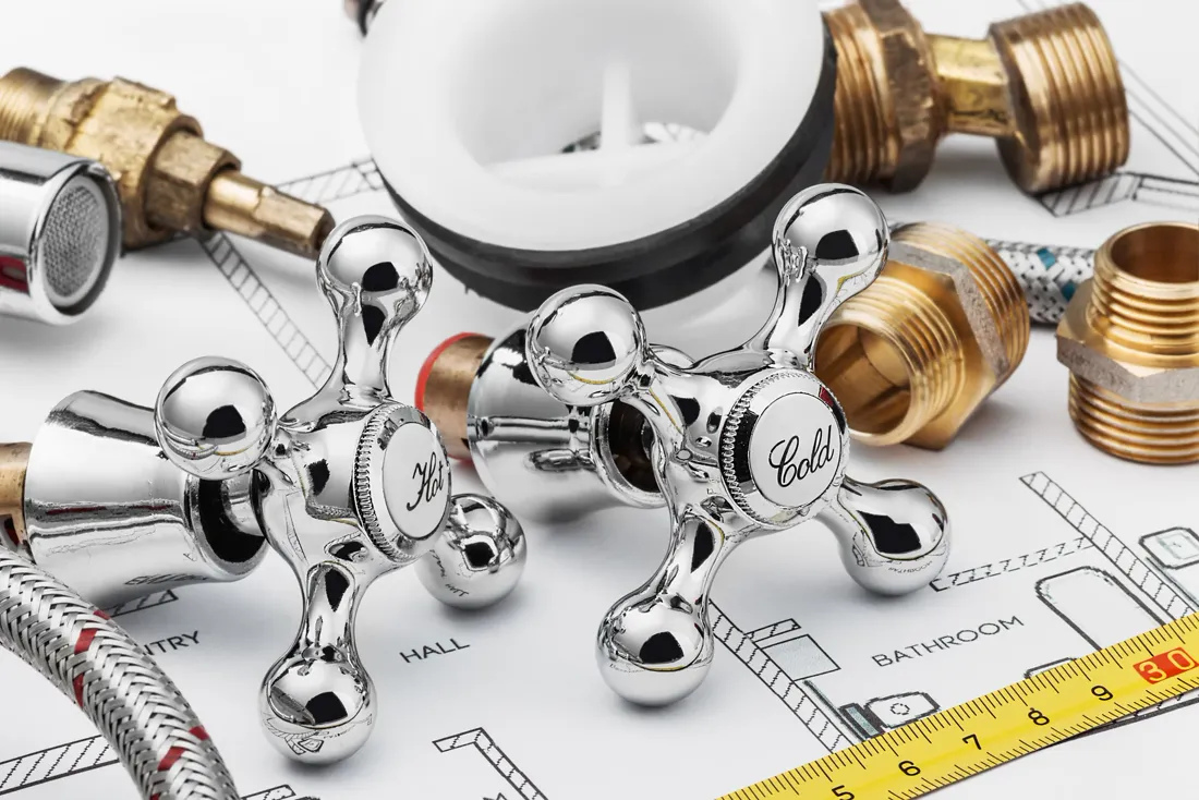 Plumbing fixtures and installation hardware